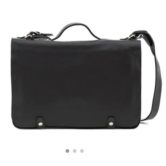 IL Bisonte Vintage Leather double sides Briefcase, Black - Picture 2 of 16